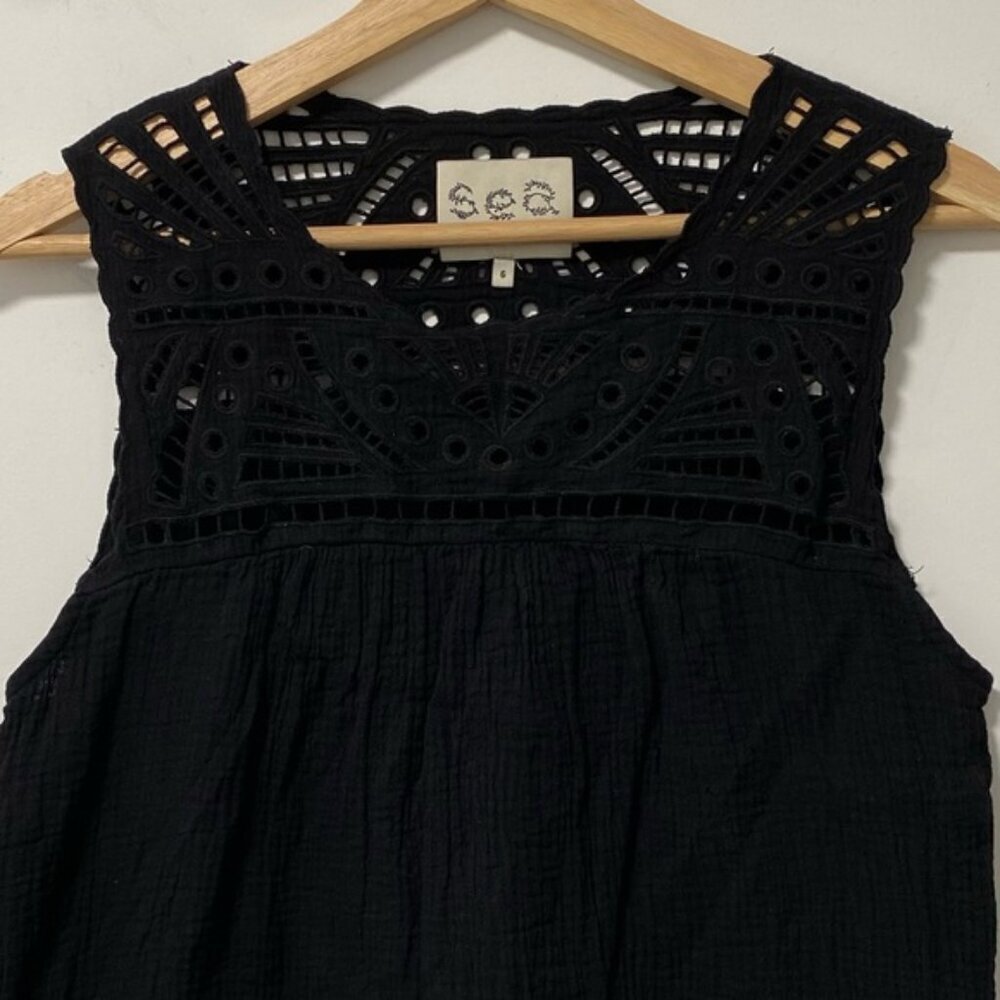 Sea New York Black Cotton Blouse Size 6 — 100% Cotton - Picture 4 of 9